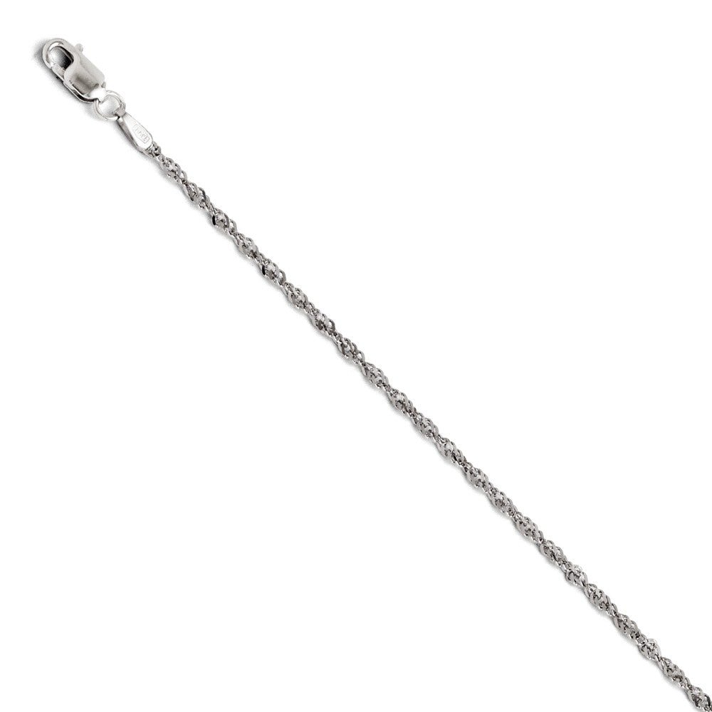1.6mm 14k White Gold Diamond Cut Singapore Chain Bracelet &amp; Anklet