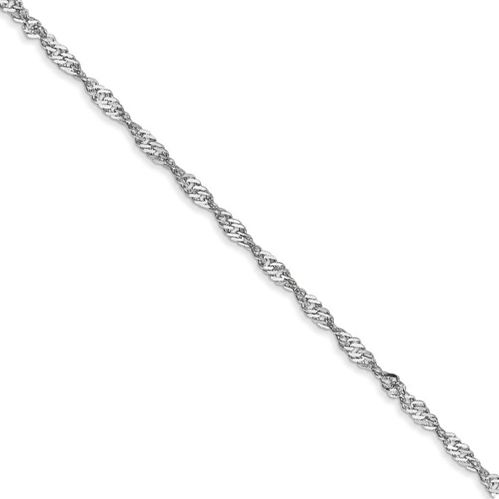 1.6mm 14k White Gold Diamond Cut Singapore Chain Bracelet &amp; Anklet, Item C9272 by The Black Bow Jewelry Co.
