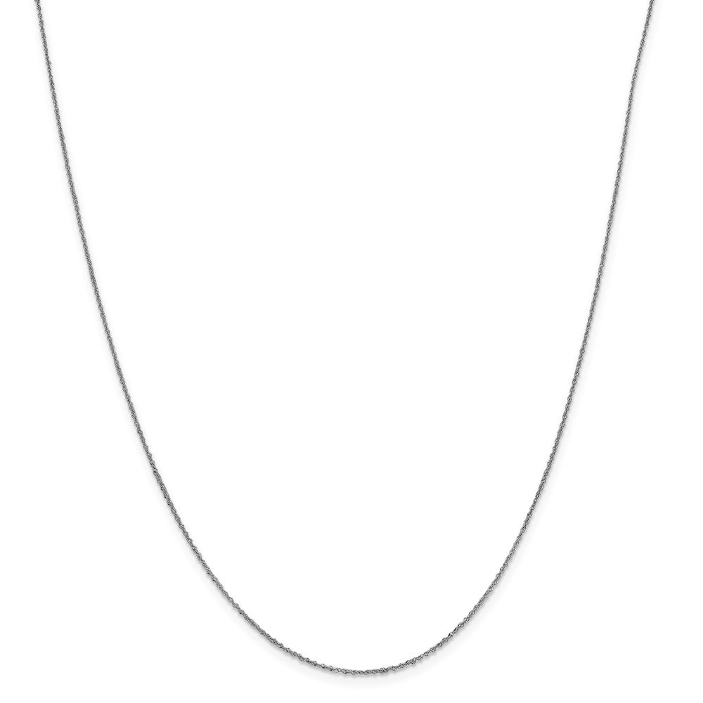 Alternate view of the 0.8mm 14k White Gold Diamond Cut Singapore Chain Necklace by The Black Bow Jewelry Co.