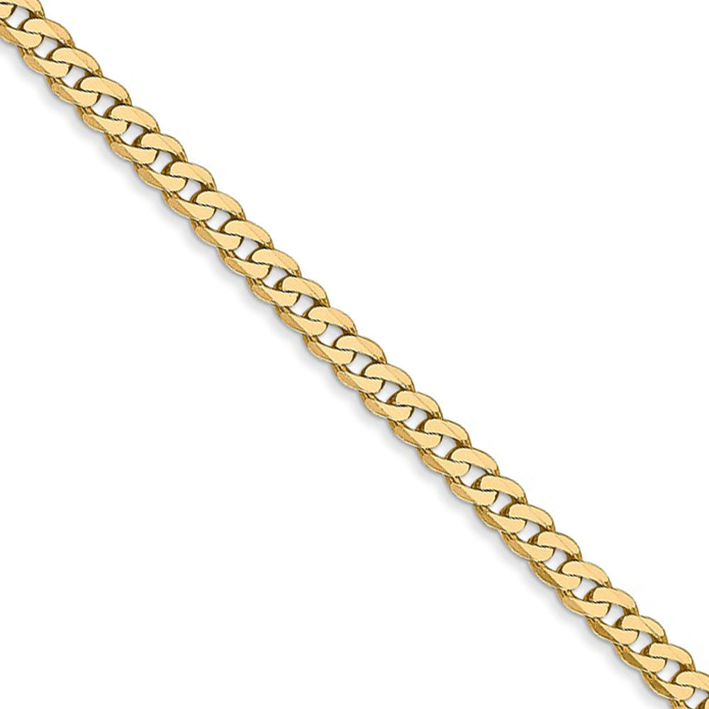 2.9mm, 14k Yellow Gold Solid Beveled Curb Chain Necklace, Item C9280 by The Black Bow Jewelry Co.