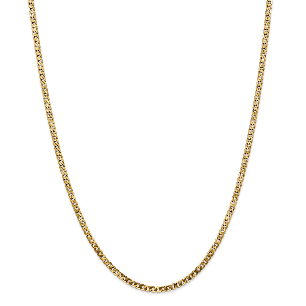 Alternate view of the 2.9mm, 14k Yellow Gold Solid Beveled Curb Chain Necklace by The Black Bow Jewelry Co.