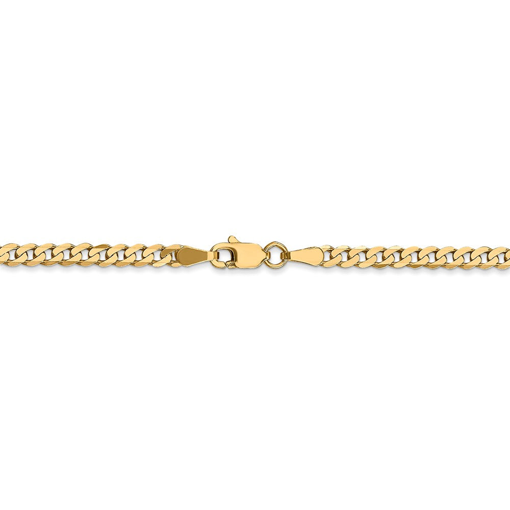Alternate view of the 2.9mm, 14k Yellow Gold Solid Beveled Curb Chain Necklace by The Black Bow Jewelry Co.