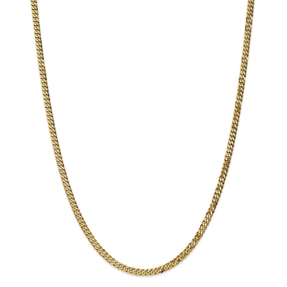 Alternate view of the 3.9mm, 14k Yellow Gold Solid Beveled Curb Chain Necklace by The Black Bow Jewelry Co.