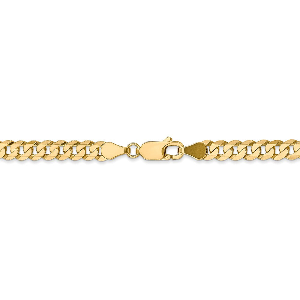 Alternate view of the 4.6mm, 14k Yellow Gold Solid Beveled Curb Chain Bracelet by The Black Bow Jewelry Co.