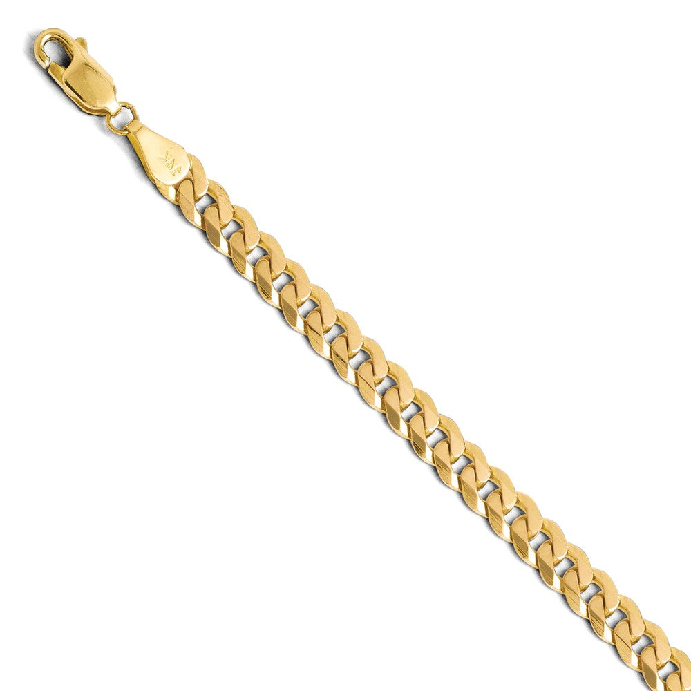 Men&#39;s 5.75mm 14k Yellow Gold Beveled Solid Curb Chain Bracelet, 8 Inch, Item C9285-08 by The Black Bow Jewelry Co.