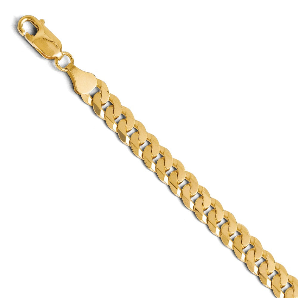 Alternate view of the Men&#39;s 6.75mm 14k Yellow Gold Beveled Solid Curb Chain Bracelet by The Black Bow Jewelry Co.