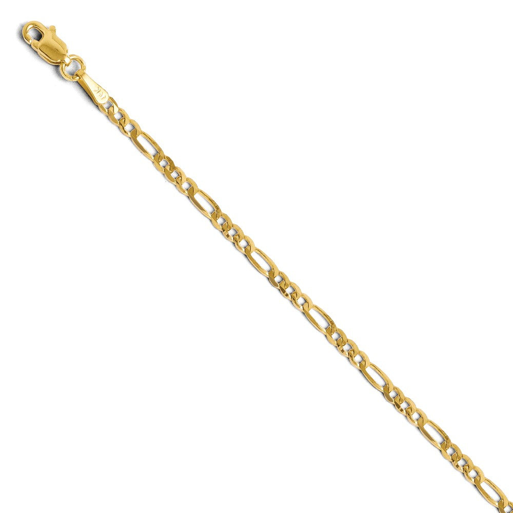 2.75mm 14k Yellow Gold Solid Flat Figaro Chain Bracelet &amp; Anklet