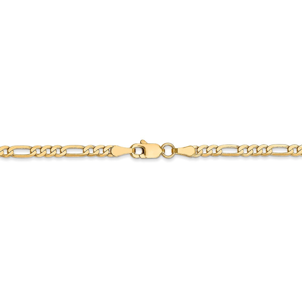 Alternate view of the 2.75mm 14k Yellow Gold Solid Flat Figaro Chain Bracelet &amp; Anklet by The Black Bow Jewelry Co.