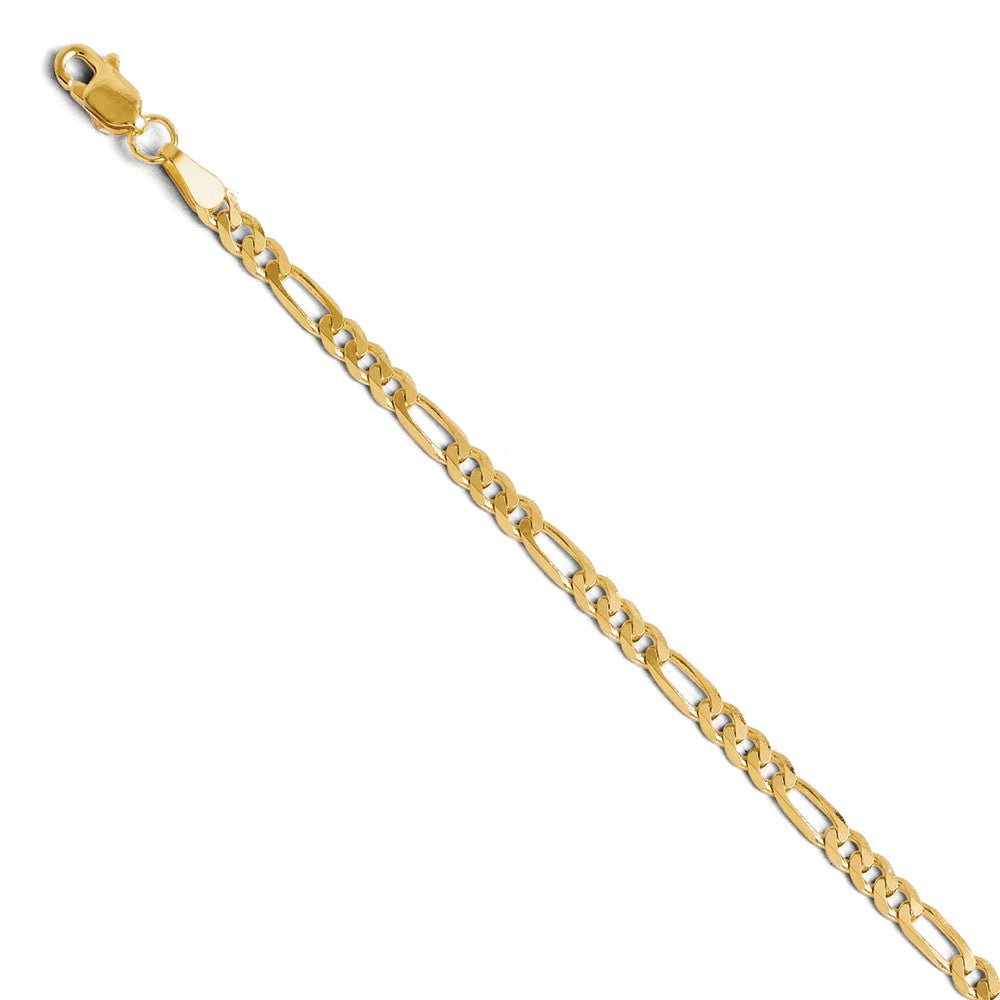 3.25mm 14k Yellow Gold Solid Flat Figaro Chain Bracelet, Item C9291 by The Black Bow Jewelry Co.