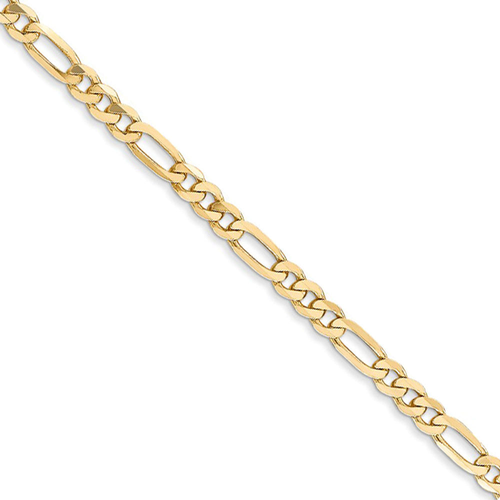 3.25mm 14k Yellow Gold Solid Flat Figaro Chain Necklace - The