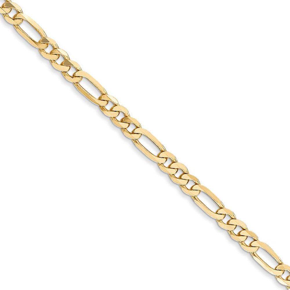 3.25mm 14k Yellow Gold Solid Flat Figaro Chain Necklace, Item C9292 by The Black Bow Jewelry Co.