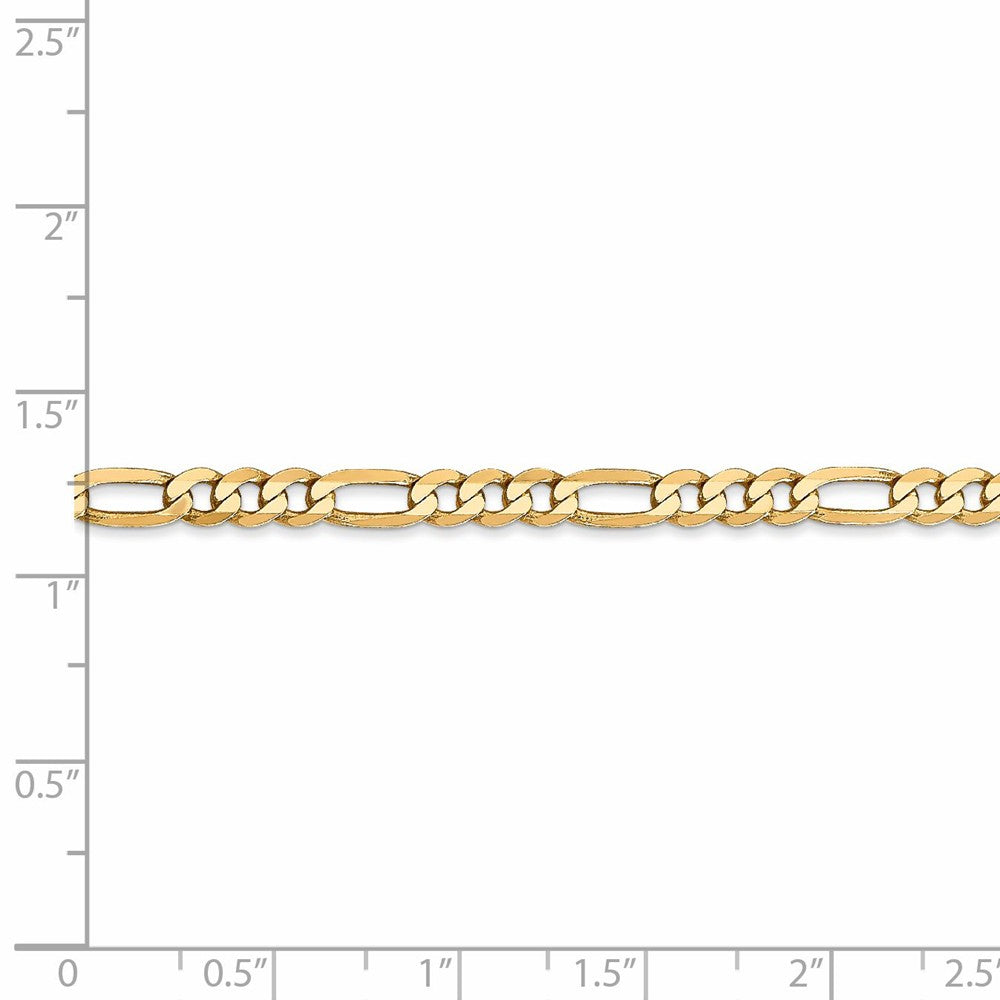 Alternate view of the 4mm 14k Yellow Gold Solid Flat Figaro Chain Bracelet by The Black Bow Jewelry Co.