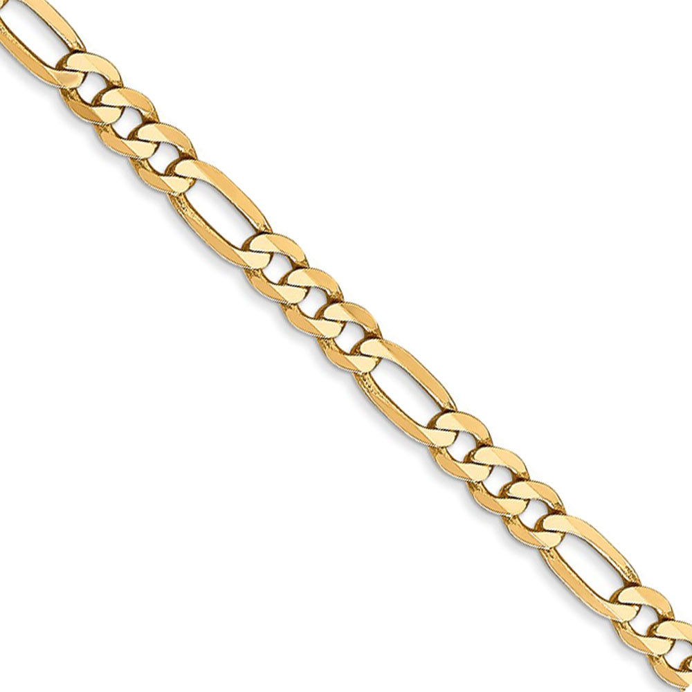 4mm 14k Yellow Gold Solid Flat Figaro Chain Necklace, Item C9294 by The Black Bow Jewelry Co.