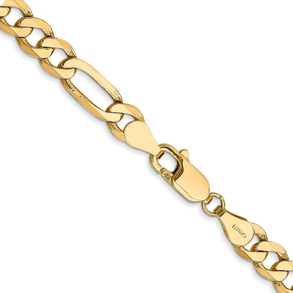 Alternate view of the 5.25mm 14k Yellow Gold Solid Flat Figaro Chain Bracelet, 8 Inch by The Black Bow Jewelry Co.