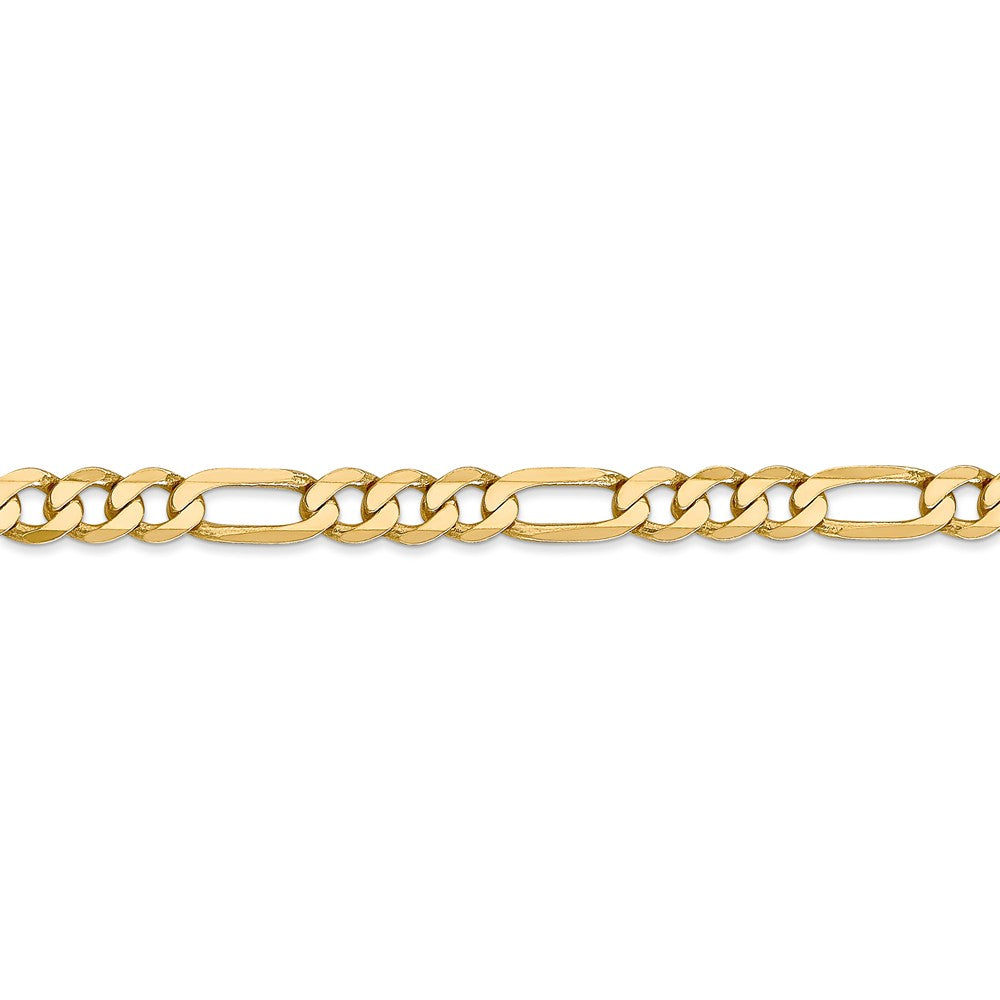 Alternate view of the 5.25mm 14k Yellow Gold Solid Flat Figaro Chain Bracelet, 8 Inch by The Black Bow Jewelry Co.