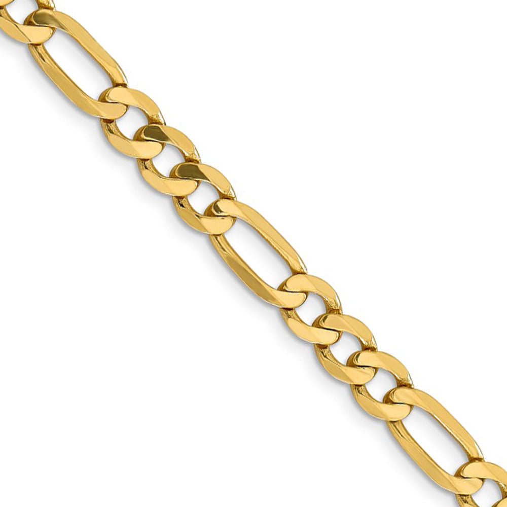 Men&#39;s 6.25mm 14k Yellow Gold Solid Flat Figaro Chain Necklace