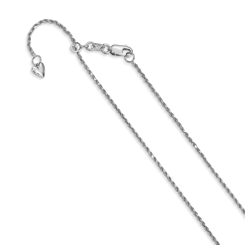 1.2mm 14k White Gold Adjustable D/C Rope Chain Necklace, 22 Inch, Item C9300-22 by The Black Bow Jewelry Co.