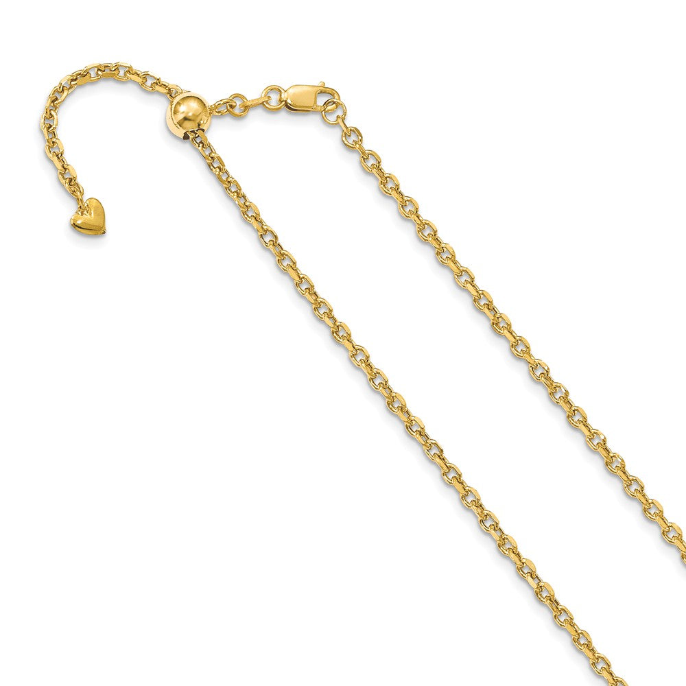 2.5mm 14k Yellow Gold Adjustable Hollow Cable Chain Necklace