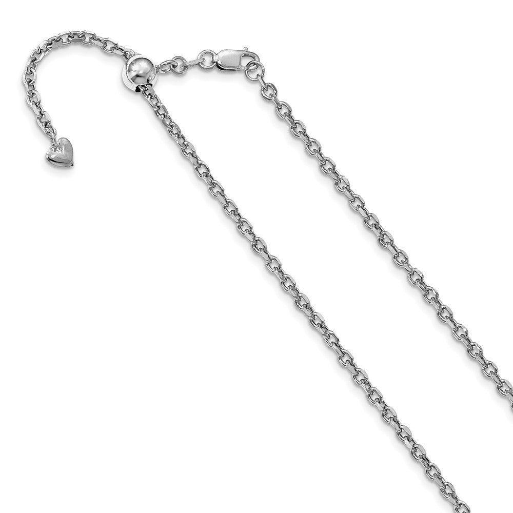 2.5mm 14k White Gold Adjustable Hollow Cable Chain Necklace, Item C9307 by The Black Bow Jewelry Co.