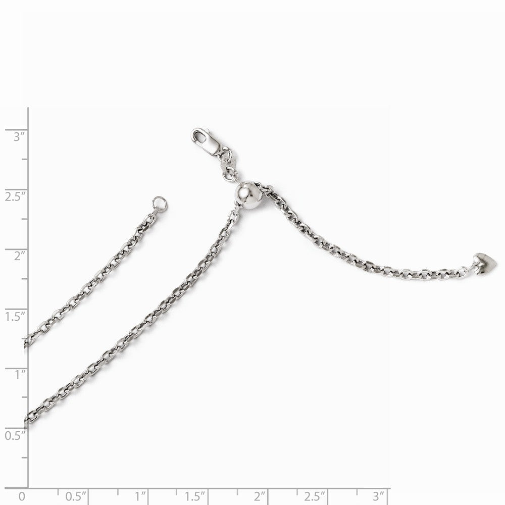 Alternate view of the 2.5mm 14k White Gold Adjustable Hollow Cable Chain Necklace by The Black Bow Jewelry Co.