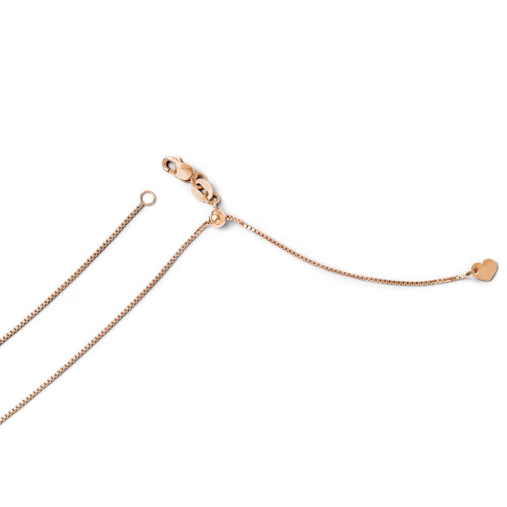 0.8mm 14k Rose Gold Adjustable Box Chain Necklace, Item C9310 by The Black Bow Jewelry Co.