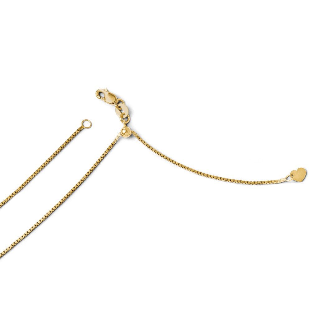 0.9mm 14k Yellow Gold Adjustable Box Chain Necklace, Item C9311 by The Black Bow Jewelry Co.