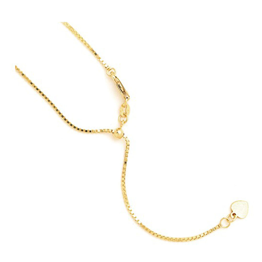 1mm 14k Yellow Gold Adjustable Box Chain Necklace