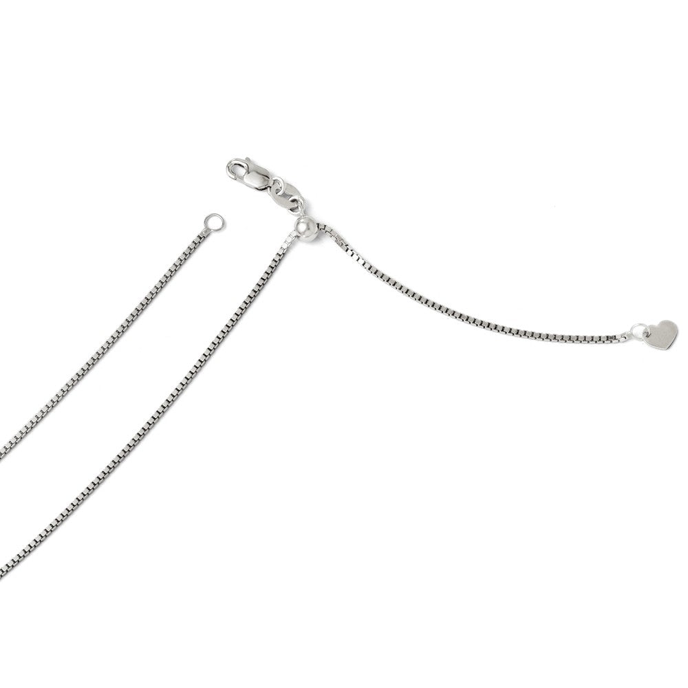 1mm 14k White Gold Adjustable Box Chain Necklace, Item C9314 by The Black Bow Jewelry Co.