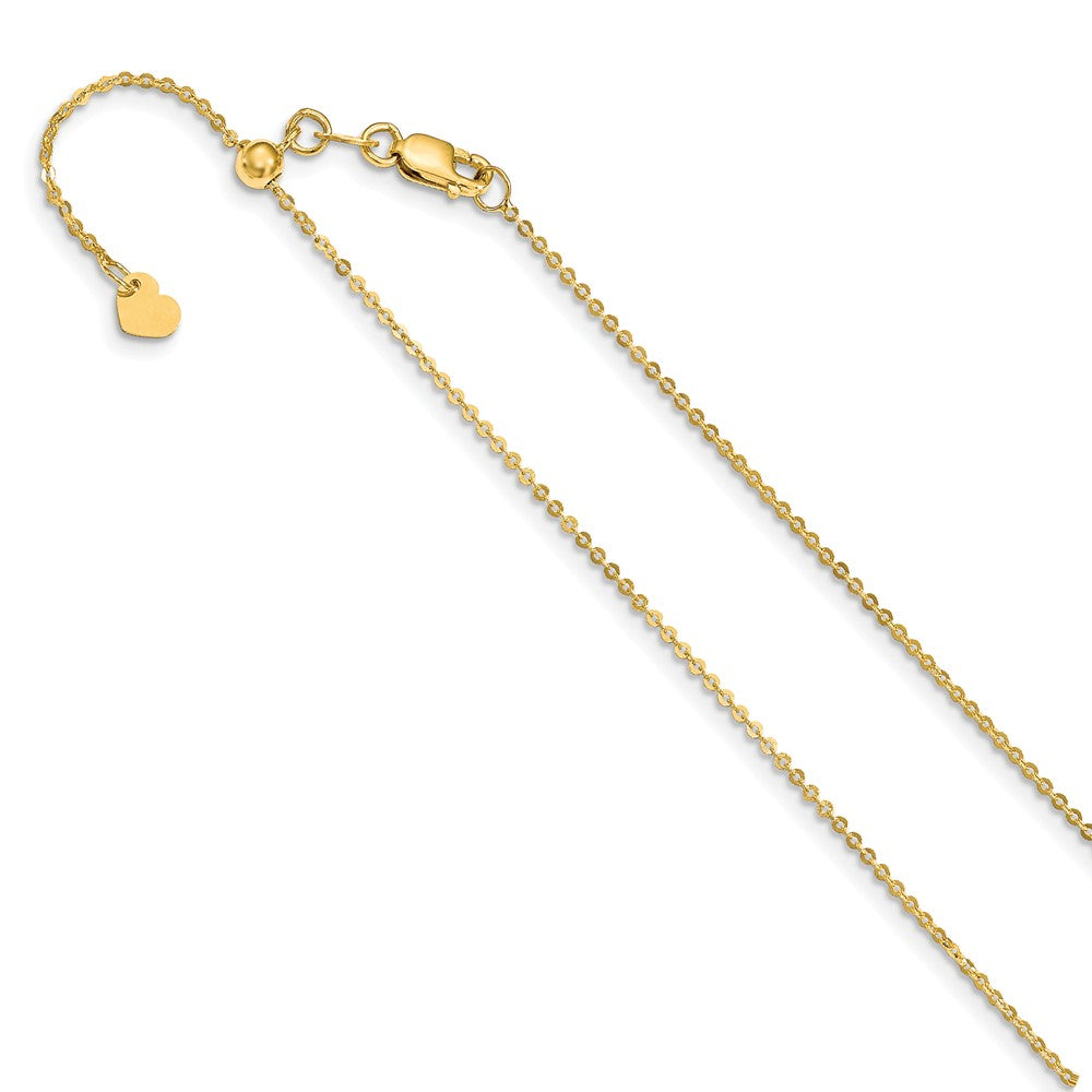 1mm 14k Yellow Gold Adjustable Flat Cable Chain Necklace, 22 Inch, Item C9320-22 by The Black Bow Jewelry Co.