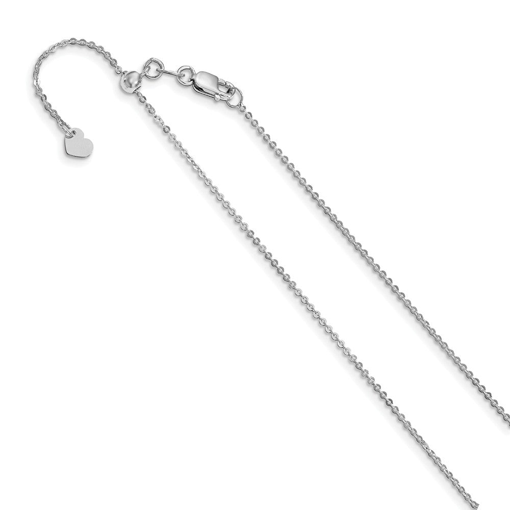 1mm 14k White Gold Adjustable Flat Cable Chain Necklace