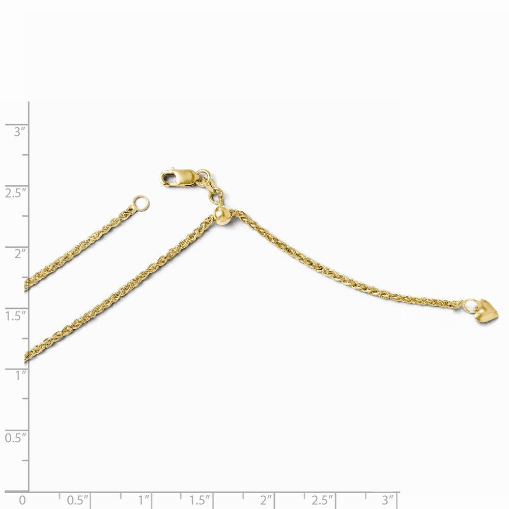 Alternate view of the 1.6mm 14k Yellow Gold Adjustable Hollow Wheat Chain Necklace by The Black Bow Jewelry Co.