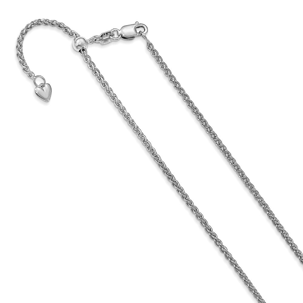 1.6mm 14k White Gold Adjustable Hollow Wheat Chain Necklace