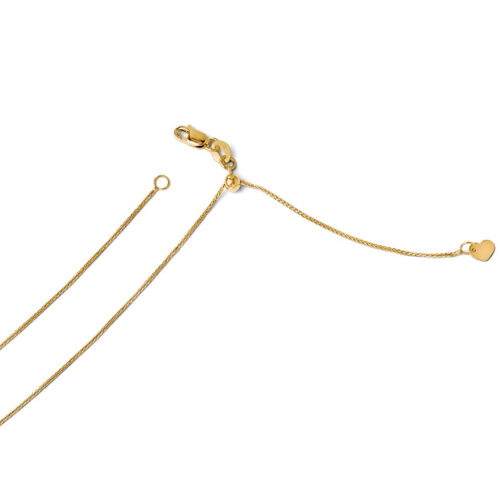 0.8mm 14k Yellow Gold Adjustable Solid Wheat Chain Necklace, Item C9326 by The Black Bow Jewelry Co.