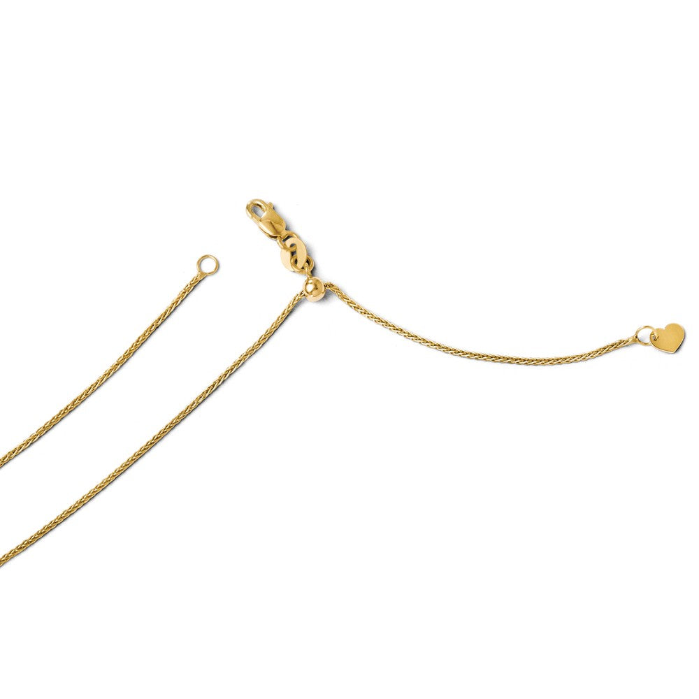 1mm 14k Yellow Gold Adjustable Solid Wheat Chain Necklace, Item C9328 by The Black Bow Jewelry Co.