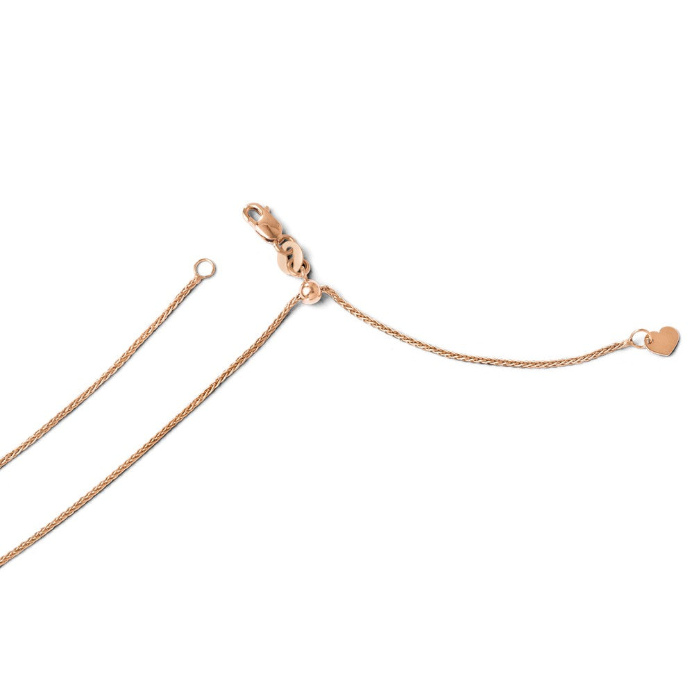 1mm 14k Rose Gold Adjustable Solid Wheat Chain Necklace, Item C9330 by The Black Bow Jewelry Co.