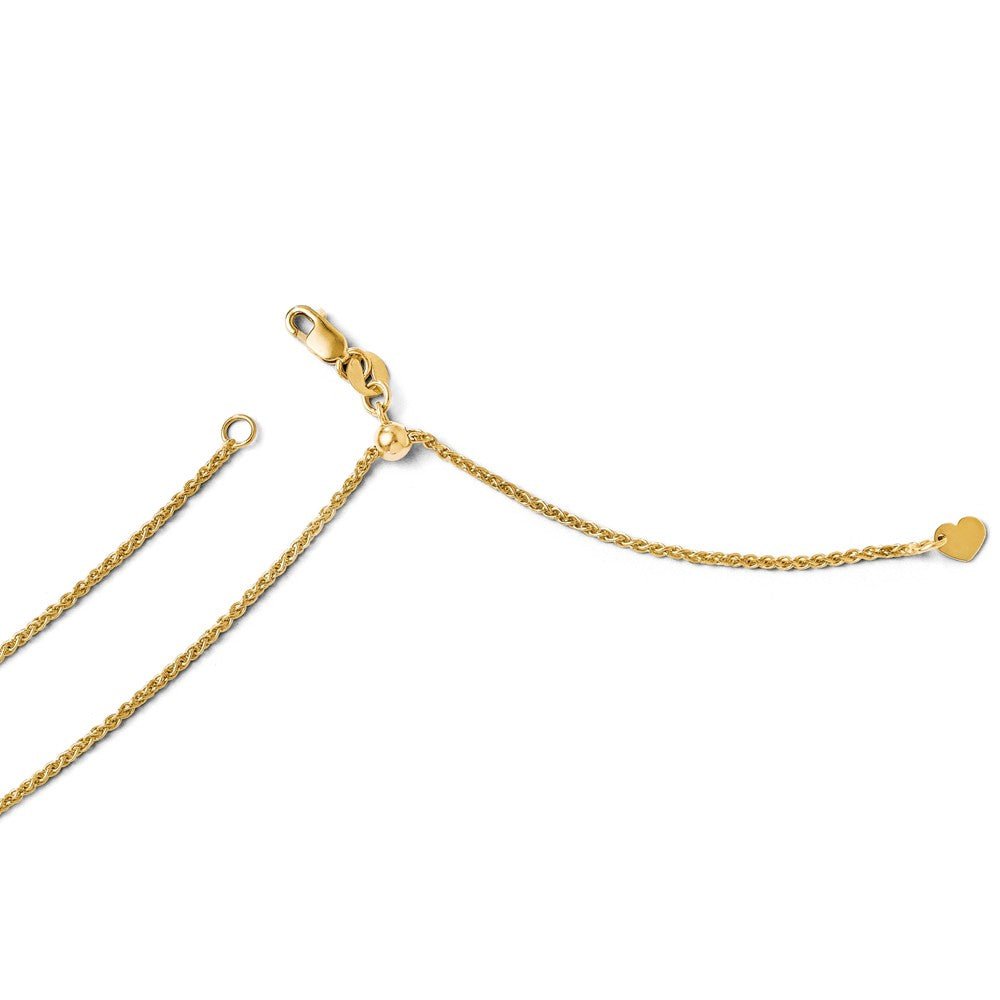 1.4mm 14k Yellow Gold Adjustable Solid Wheat Chain Necklace