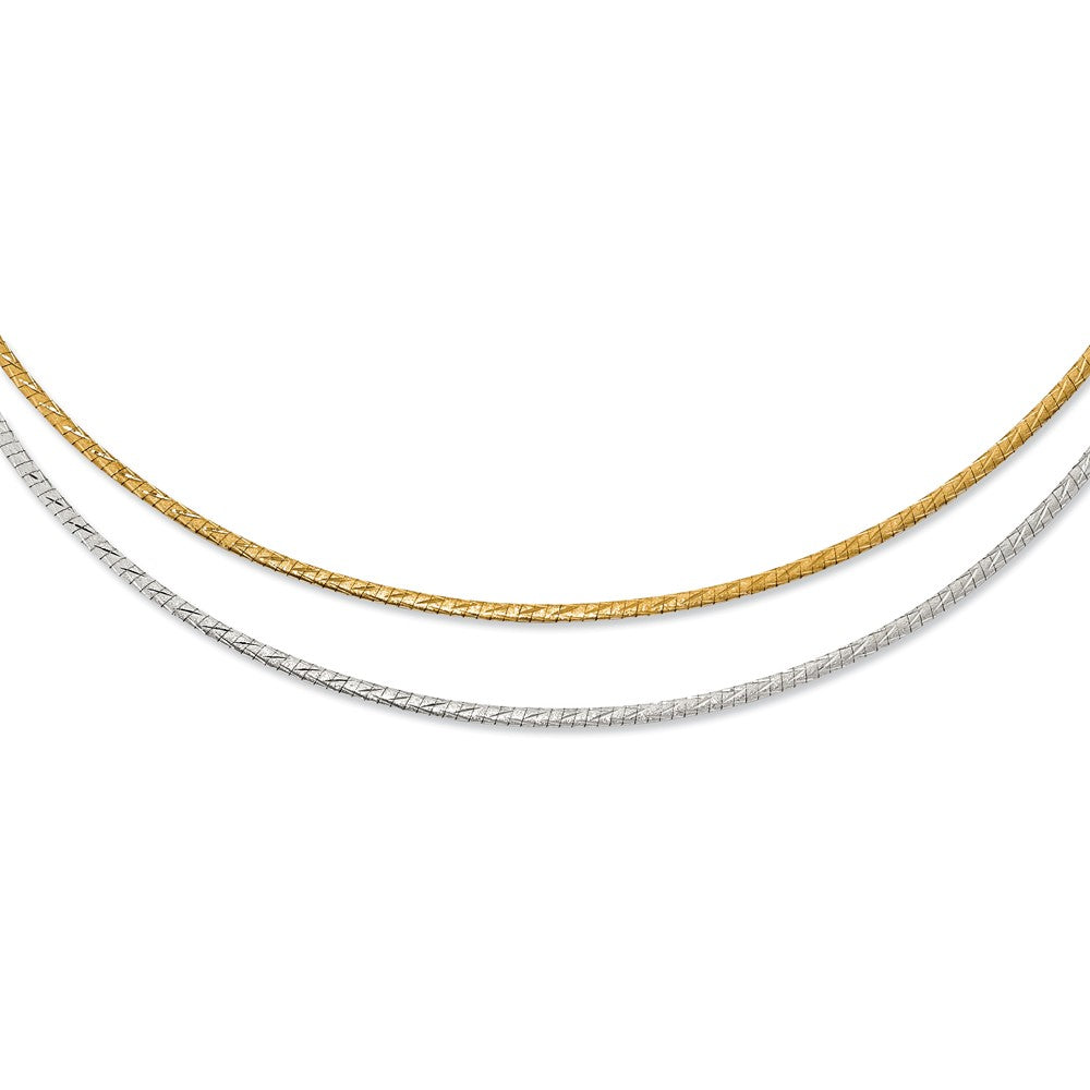 2.5mm 14k Two Tone Gold Reversible Omega Chain Necklace, 16-20 Inch, Item C9341-16 by The Black Bow Jewelry Co.