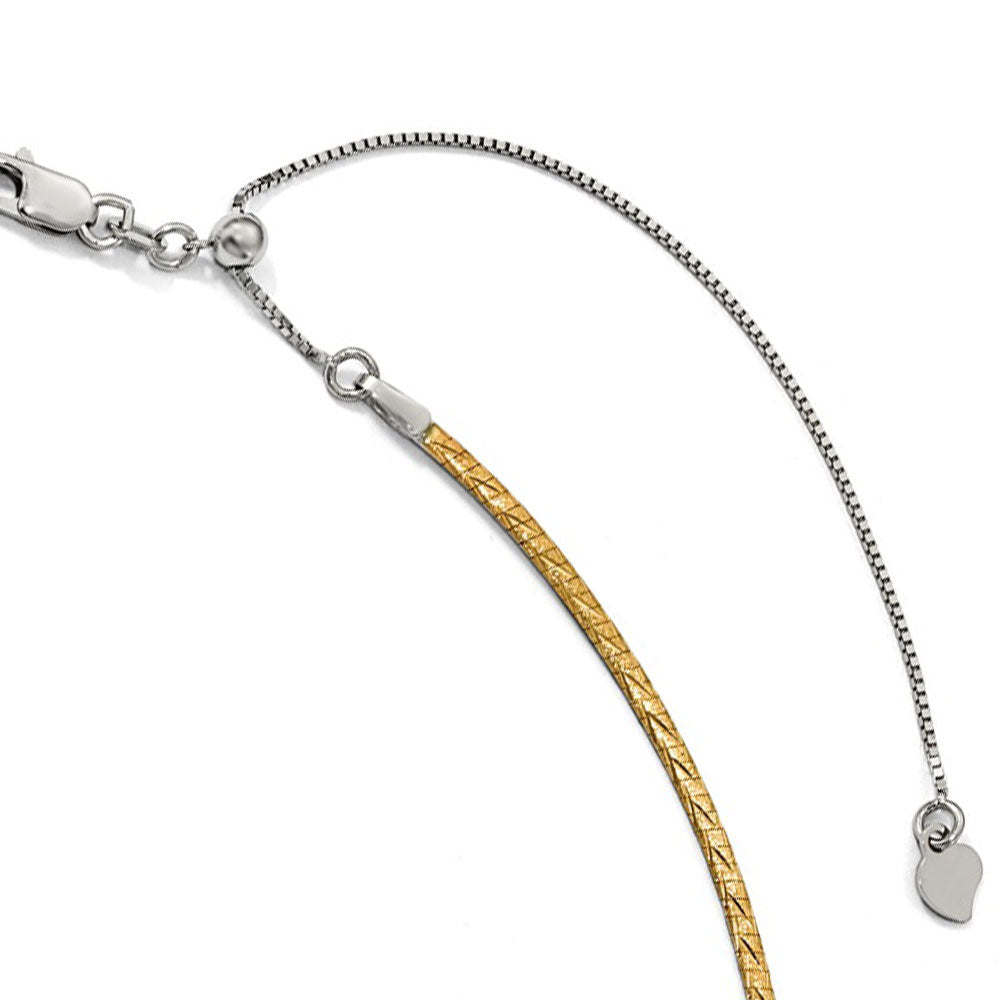Alternate view of the 2.5mm 14k Two Tone Gold Reversible Omega Chain Necklace, 16-20 Inch by The Black Bow Jewelry Co.