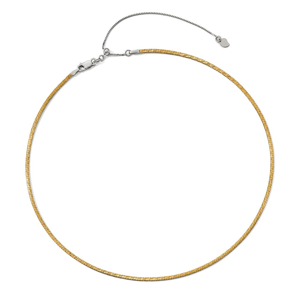 Alternate view of the 2.5mm 14k Two Tone Gold Reversible Omega Chain Necklace, 16-20 Inch by The Black Bow Jewelry Co.