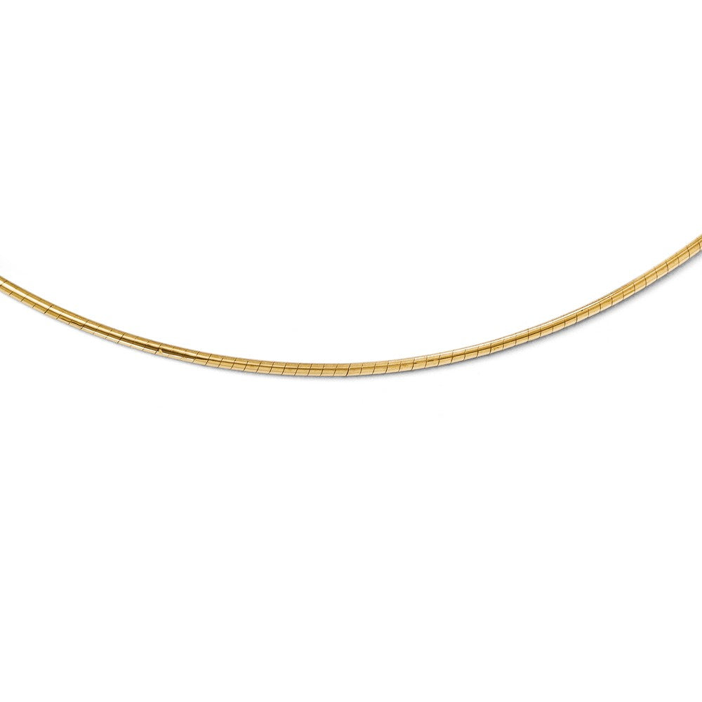 2mm 14k Yellow Gold Round Omega Chain Necklace