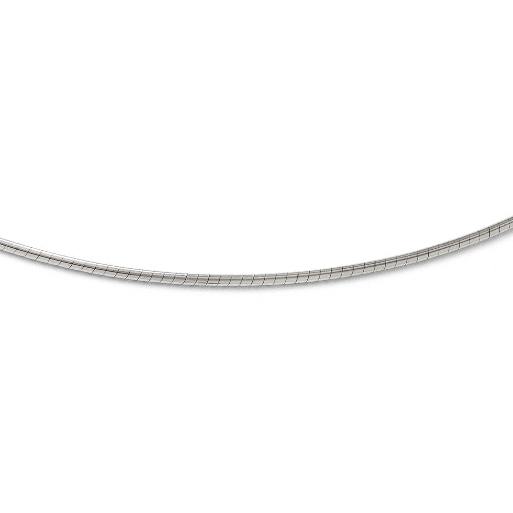 2mm 14k White Gold Round Omega Chain Necklace