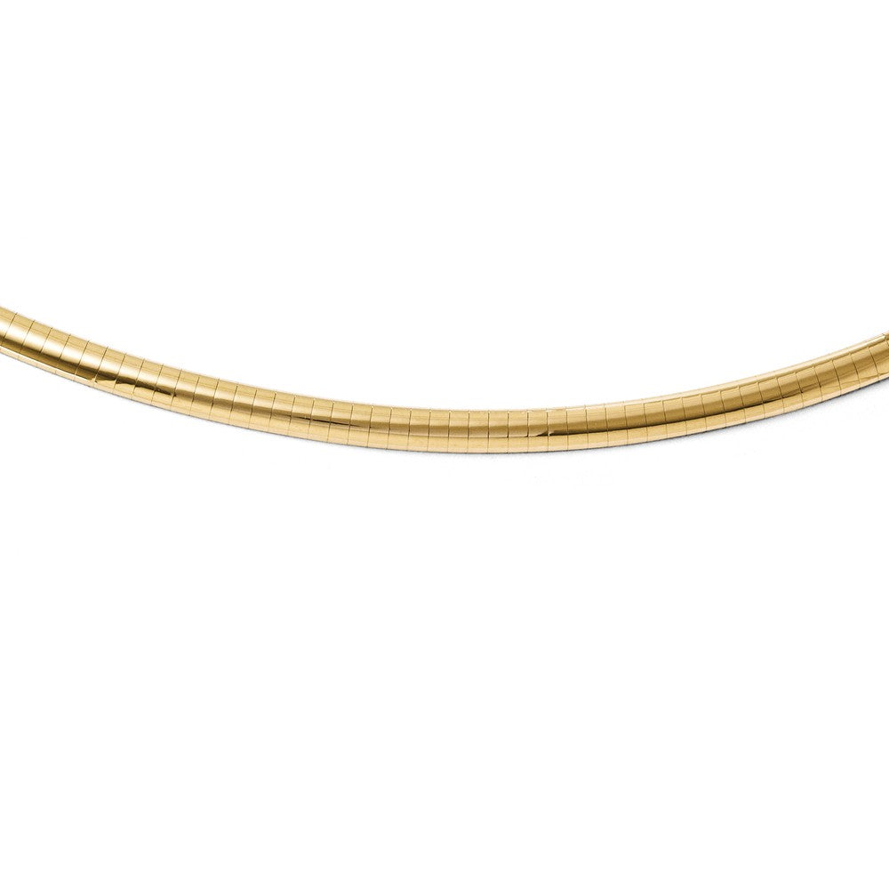 4mm 14k Yellow Gold Domed Omega Chain Necklace