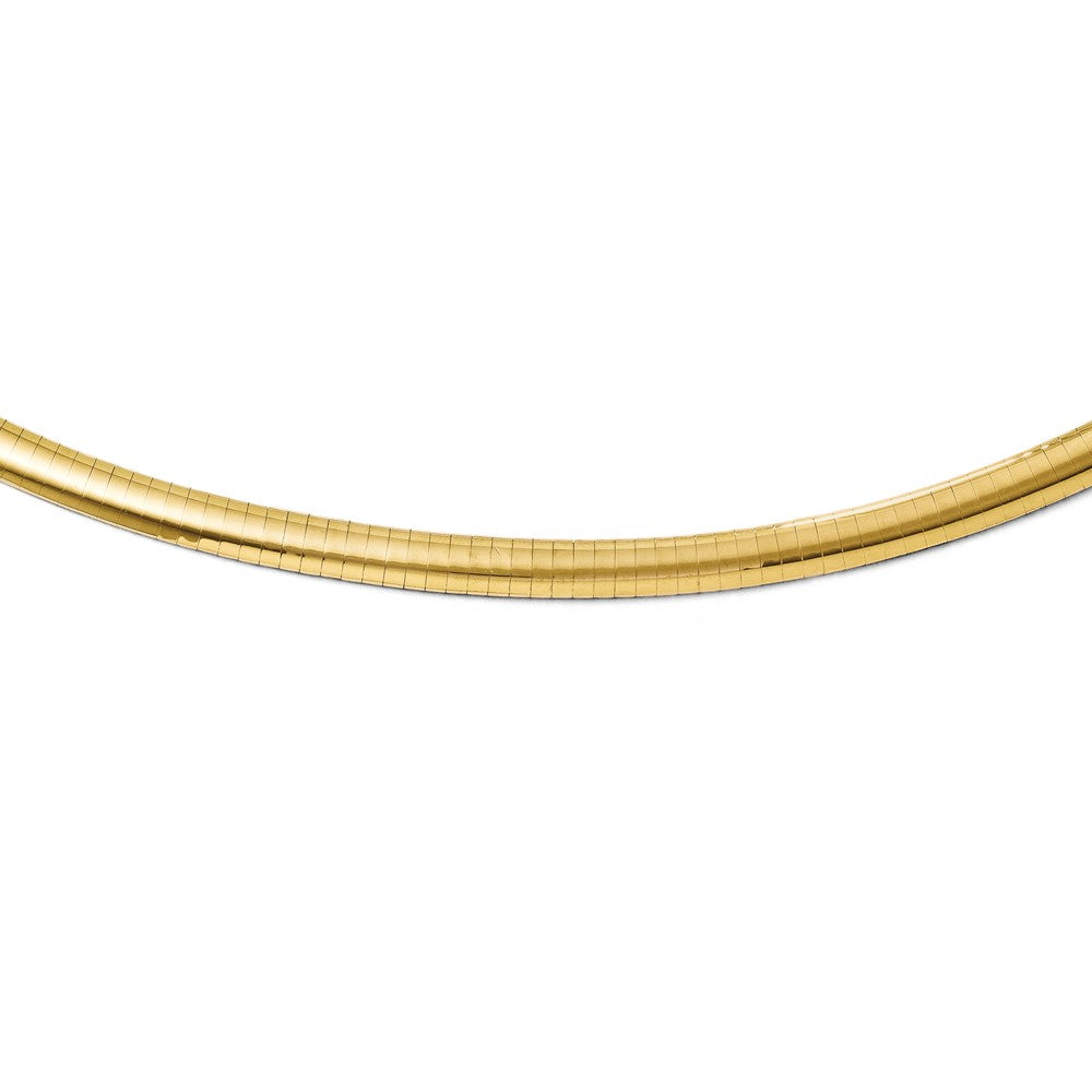 6mm 14k Yellow Gold Domed Omega Chain Necklace
