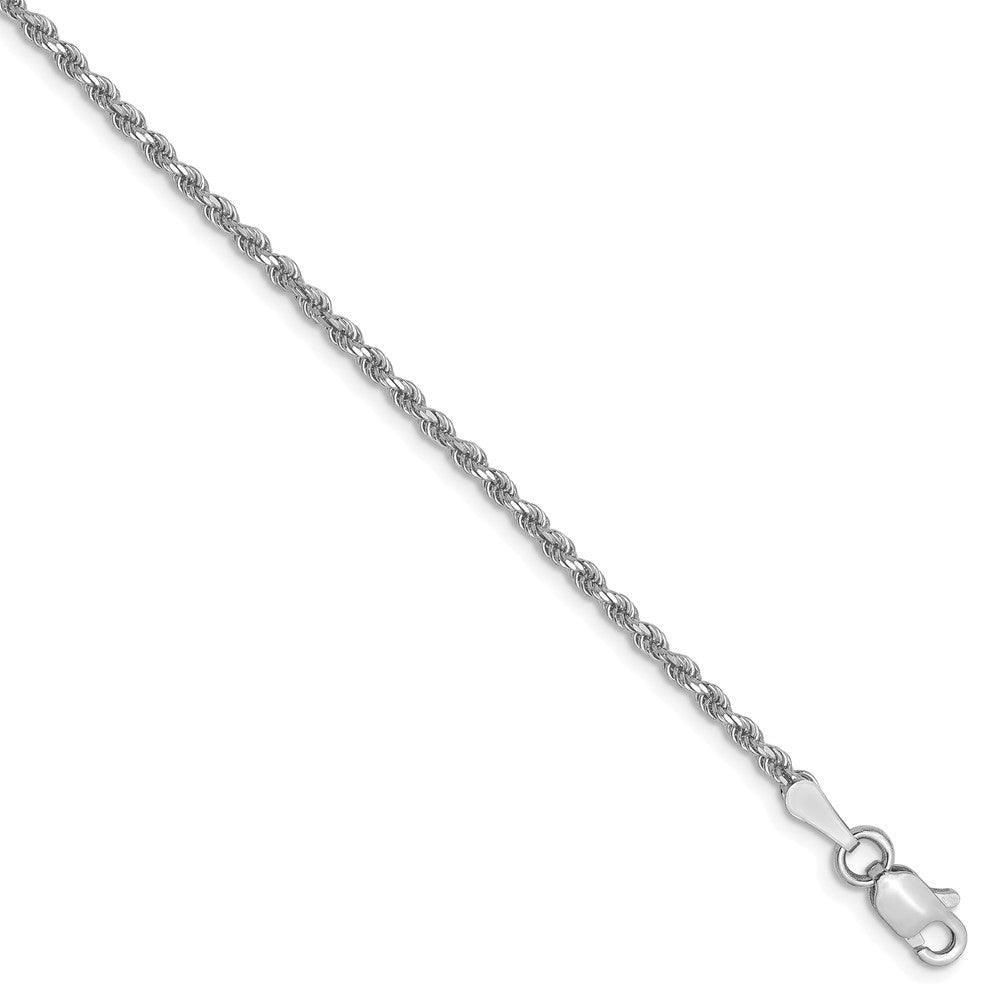 1.75mm 10k White Gold Solid Diamond Cut Rope Chain Bracelet, 7 Inch, Item C9354-07 by The Black Bow Jewelry Co.