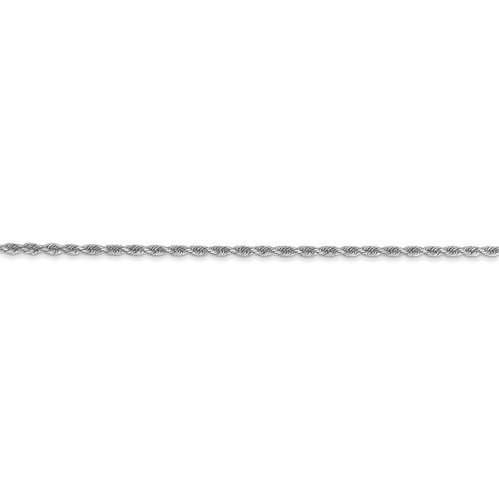 Alternate view of the 1.75mm 10k White Gold Solid Diamond Cut Rope Chain Bracelet, 7 Inch by The Black Bow Jewelry Co.