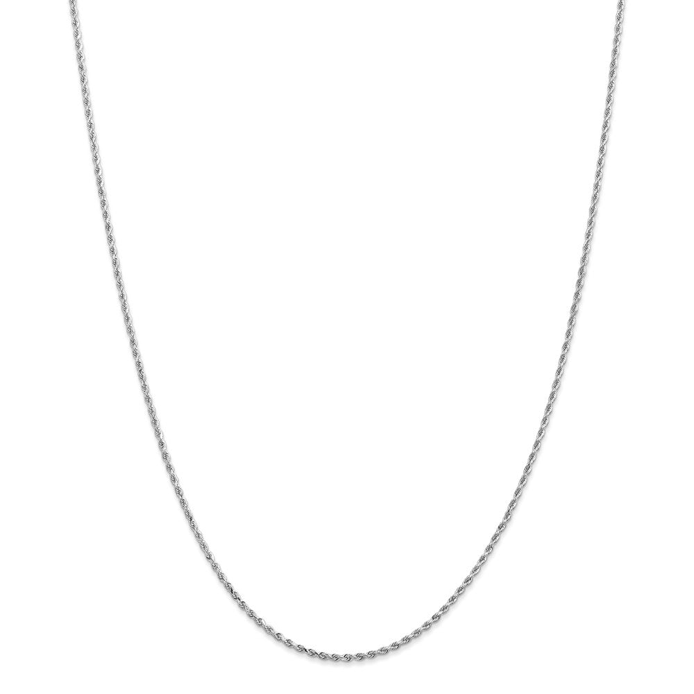 Alternate view of the 1.75mm 10k White Gold Solid Diamond Cut Rope Chain Necklace by The Black Bow Jewelry Co.