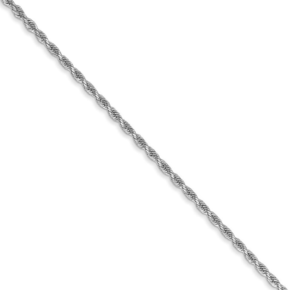 1.75mm 10k White Gold Solid Diamond Cut Rope Chain Necklace