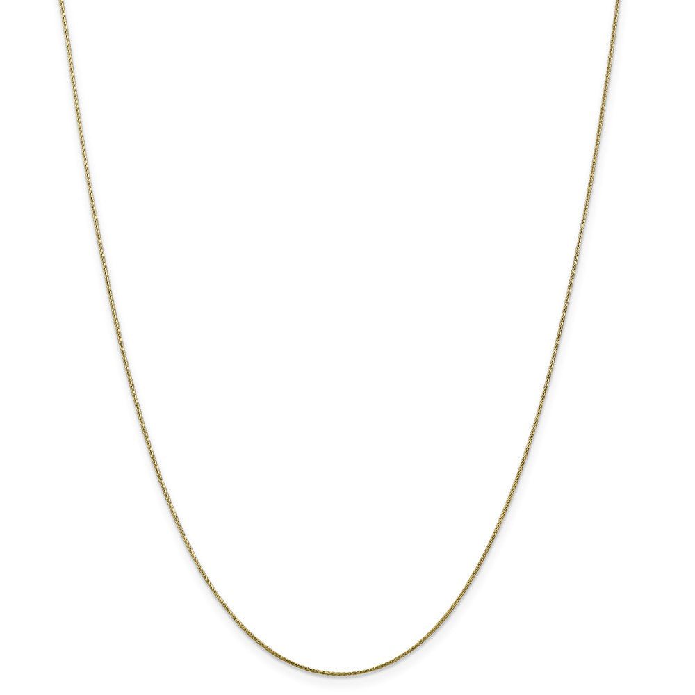 Alternate view of the 0.65mm 10k Yellow Gold Diamond Cut Wheat Chain Necklace by The Black Bow Jewelry Co.