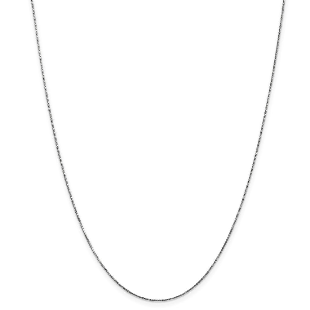 Alternate view of the 0.65mm 10k White Gold Diamond Cut Wheat Chain Necklace by The Black Bow Jewelry Co.