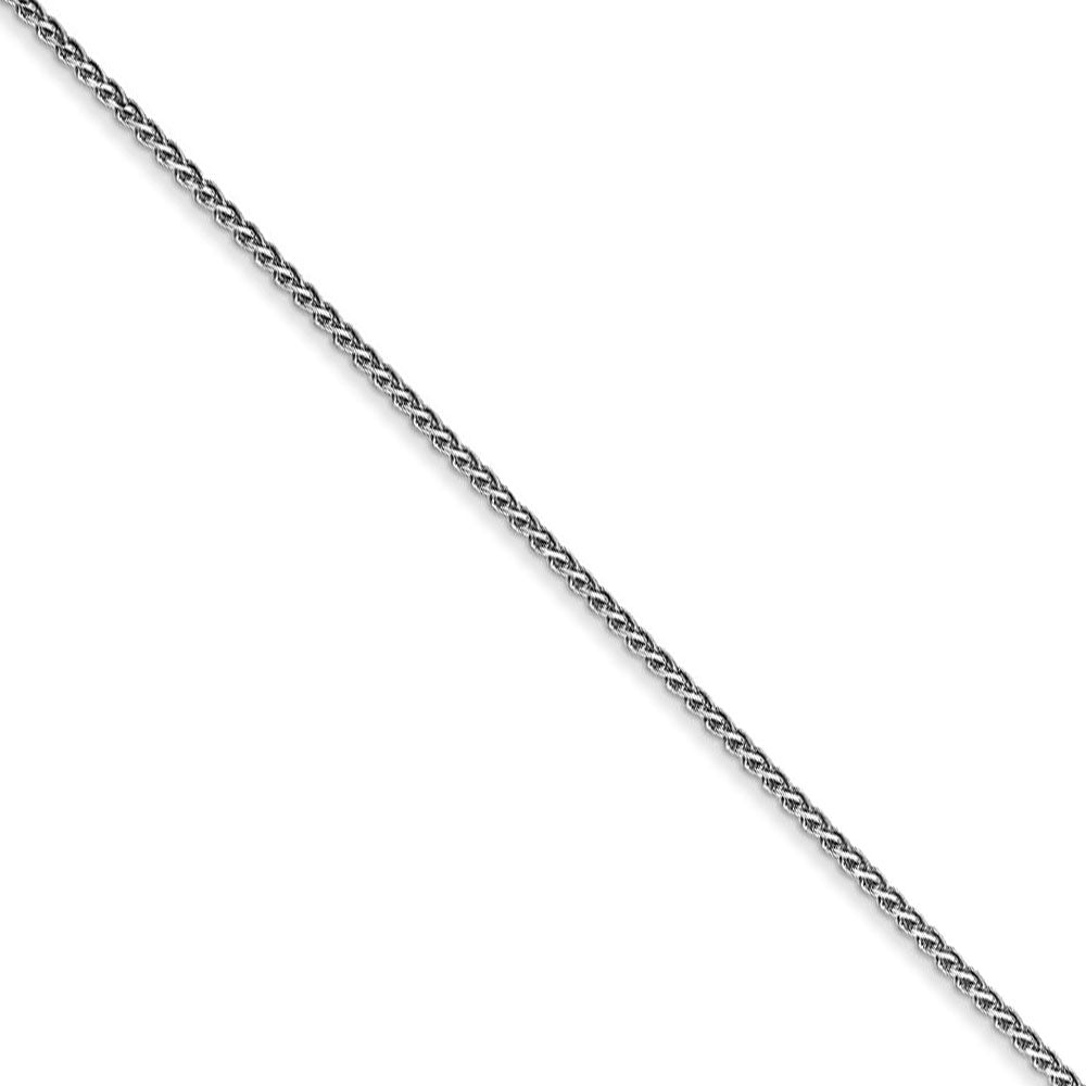 1mm 10k White Gold Solid Diamond Cut Wheat Chain Necklace